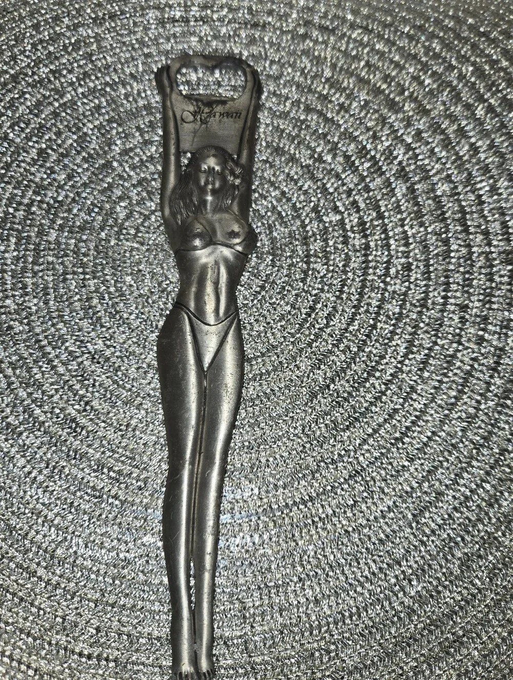 Vintage Hawaii Pin-Up Girl Cast Metal Bottle Opener 8.5